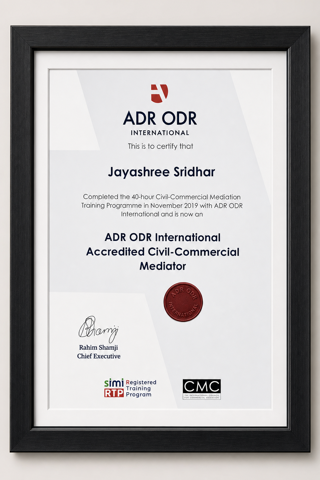 ADR ODR International certificate